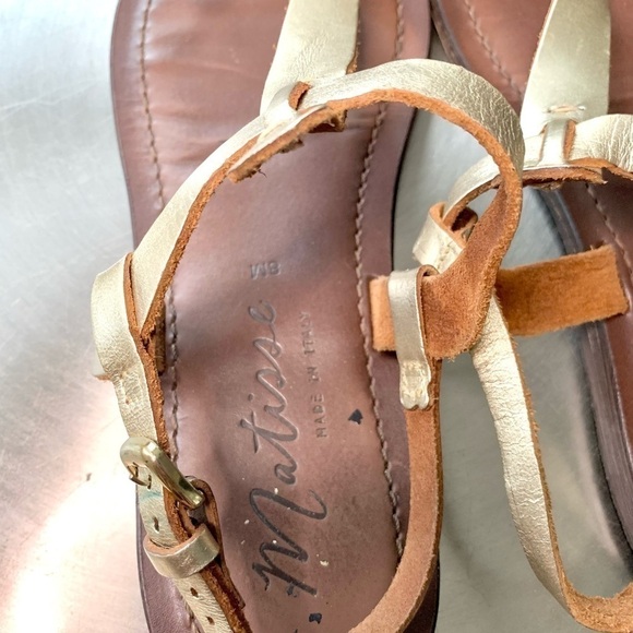 MATISSE leather sling back thong sandals summer minimalist Womens8 metallic gold - Picture 6 of 7